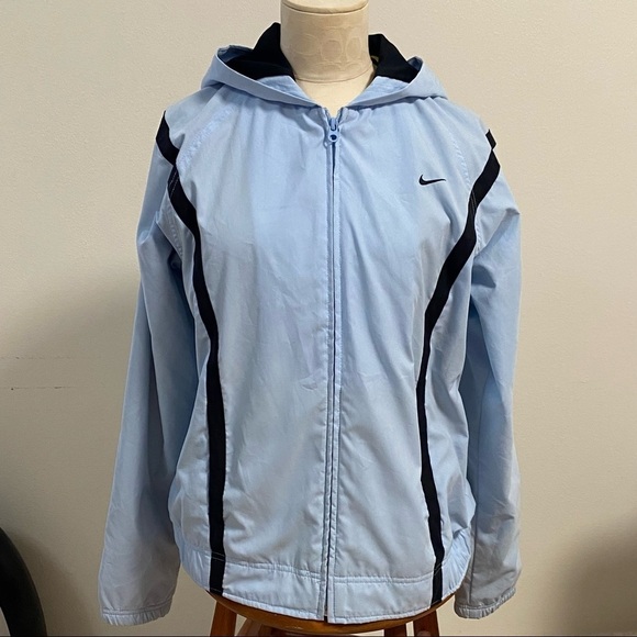 Nike Womens Zip Up Jacket with Hood Color: Baby Blue Size:Medium - Picture 1 of 9